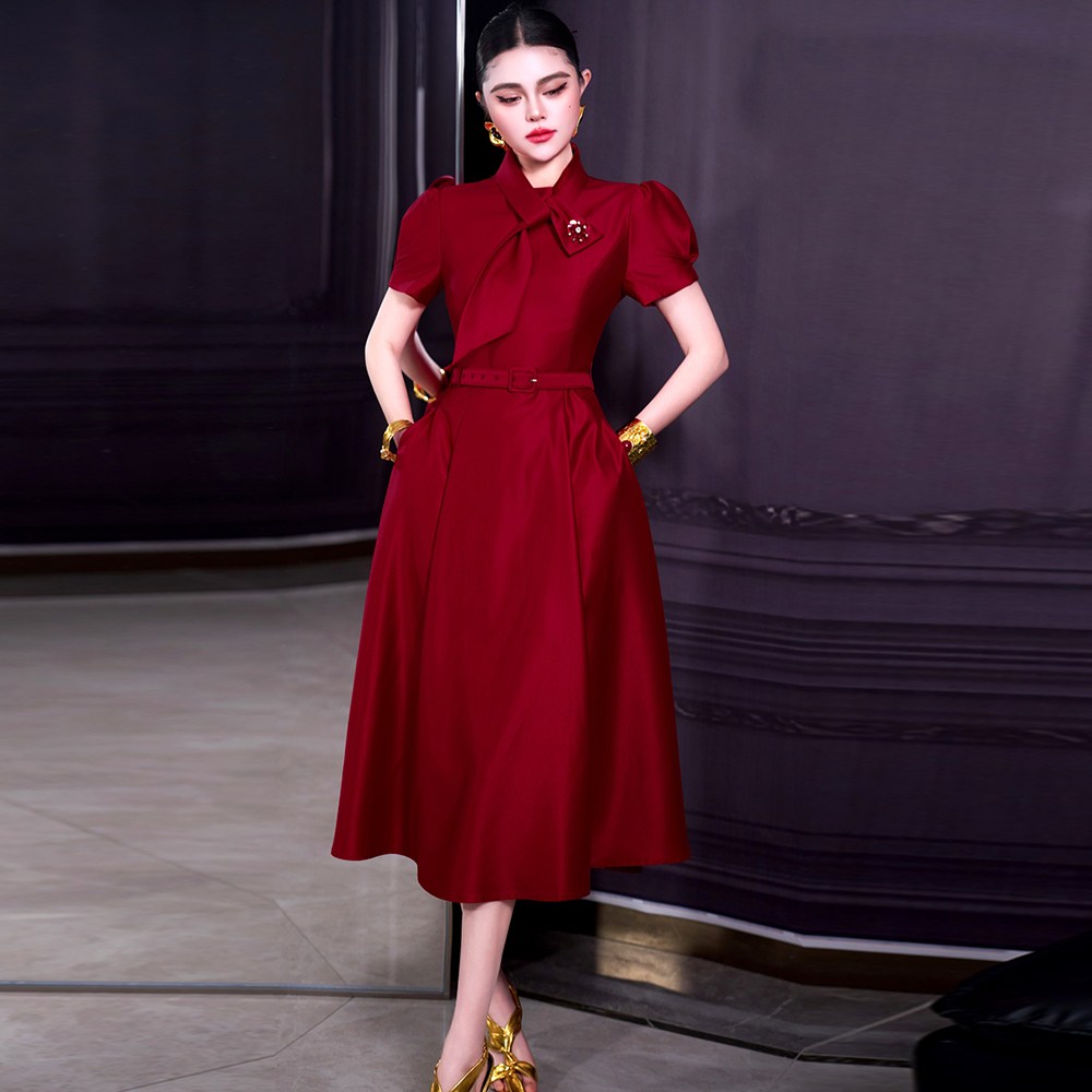 Women'S Red Formal Wear - Vestido Feminino Vermelho ZJYT Tendência 2026
