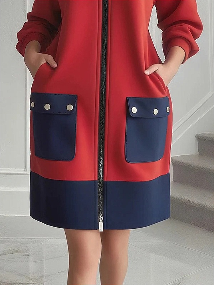 Modigirl contraste cor mangas  - Women'S Red Formal Wear avaliação e preço