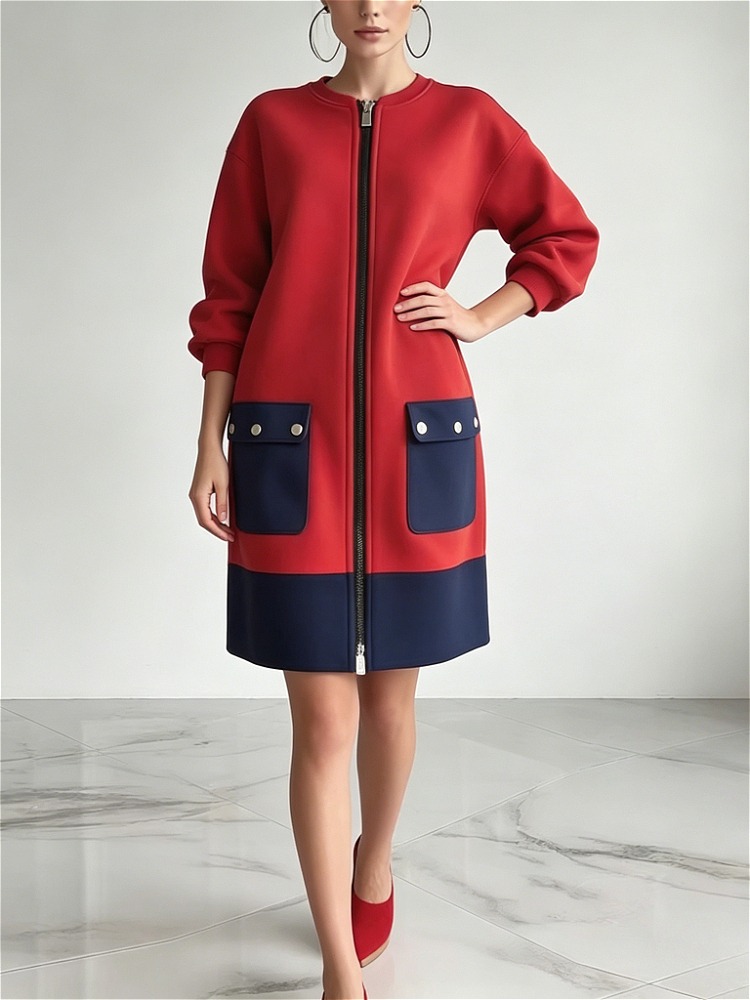 Modigirl contraste cor mangas  - Women'S Red Formal Wear avaliação e preço