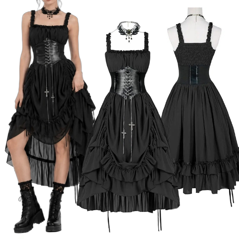 Vestido Gótico Feminino com Co - Midi Dress avaliação e preço