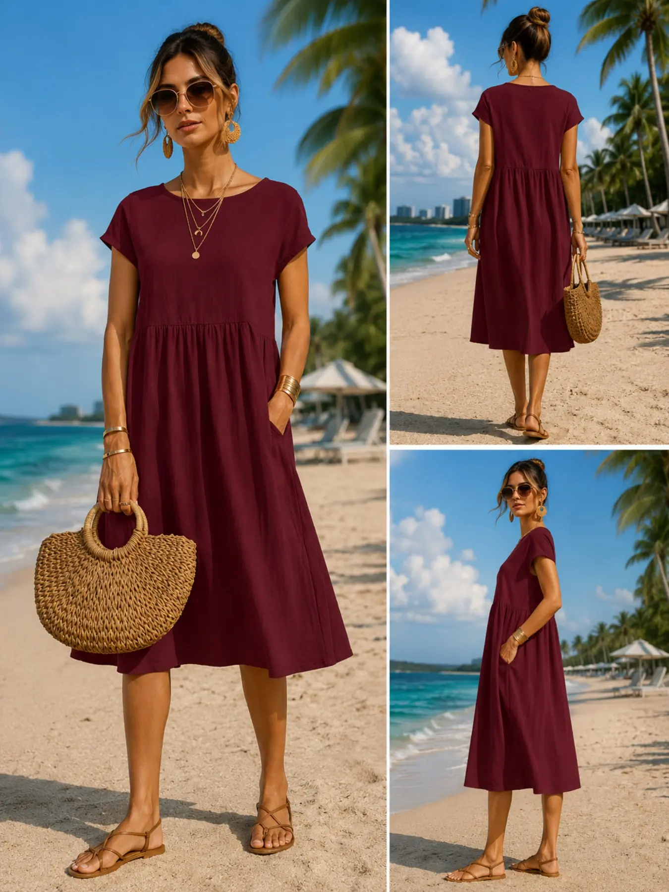 Vestido midi casual para mulhe - Midi Dress avaliação e preço